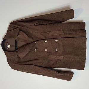 Chocolate‎ Brown Faux Suede Vintage Jacket Preppy Old Money Collared Size Large